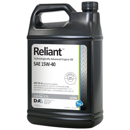 D-A Lubricant Co D-A Reliant Heavy Duty Engine Oil SAE 15W40, CK-4 - 4/1 Gallon Case 52104